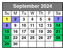 Aquatica San Antonio septiembre Schedule