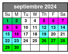 Sunset Cruise septiembre Schedule