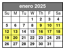 Sunset Cruise enero Schedule