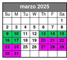 Sunset Cruise marzo Schedule