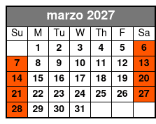 Evening Paddle marzo Schedule