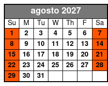 Evening Paddle agosto Schedule
