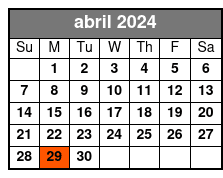 4 Hr Single Kayak Rental abril Schedule