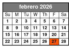 Central Florida 4 Hr Single Kayak Rental February Schedule