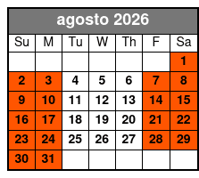 Central Florida 4 Hr Single Kayak Rental August Schedule