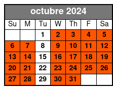 4 Hr Paddle Board Rental octubre Schedule