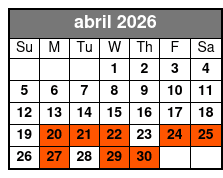 Two Person Tandem abril Schedule