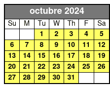 Paddleboard (1 Person) octubre Schedule