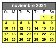 Paddleboard (1 Person) noviembre Schedule