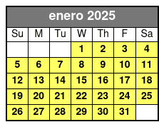 Paddleboard (1 Person) enero Schedule