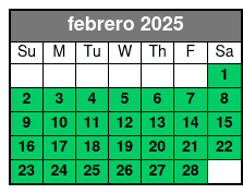 Paddleboard (1 Person) febrero Schedule