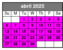 Paddleboard (1 Person) abril Schedule