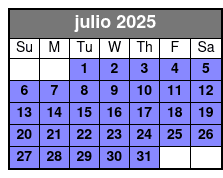 Paddleboard (1 Person) julio Schedule