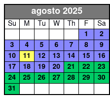 Paddleboard (1 Person) agosto Schedule