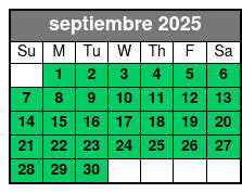 Paddleboard (1 Person) septiembre Schedule