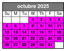 Paddleboard (1 Person) octubre Schedule