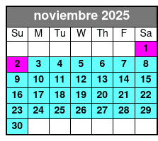 Paddleboard (1 Person) noviembre Schedule