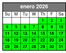 Paddleboard (1 Person) enero Schedule