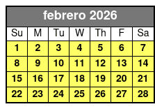 Paddleboard (1 Person) febrero Schedule