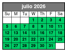 Paddleboard (1 Person) julio Schedule
