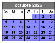 Paddleboard (1 Person) octubre Schedule