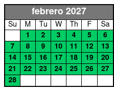Paddleboard (1 Person) febrero Schedule