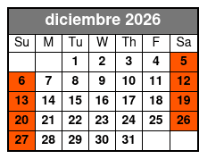 Emerald Cut Eco Excursion diciembre Schedule