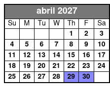 Emerald Cut Eco Excursion abril Schedule