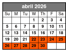 Ferris Wheel + Food Voucher abril Schedule