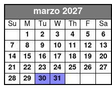 Smart Start Kayaking Course marzo Schedule