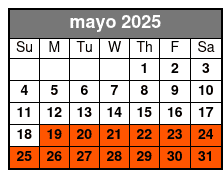 Bioluminescence Kayak Adventur mayo Schedule