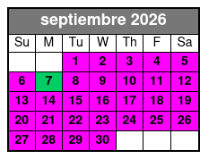 25-30 Minute Day Flight septiembre Schedule