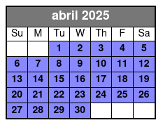 Day Trip + Parasailing abril Schedule