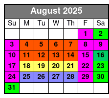 SeaWorld Orlando FL agosto Schedule
