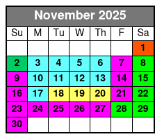 SeaWorld Orlando FL noviembre Schedule