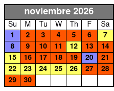 SeaWorld & Busch Gardens 2 Park 2 Day Combo Ticket noviembre Schedule