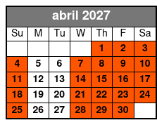 Loaded Cannon Distillery Adventure abril Schedule