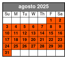 Silver Springs Paddle Board Adventure agosto Schedule