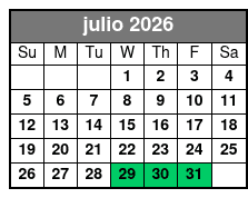 Champagne & Charcuterie Sunset Trail Ride julio Schedule