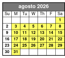 2hr Historical Wildlife Tour August Schedule