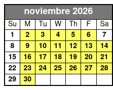 2hr Historical Wildlife Tour November Schedule