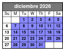 2hr Historical Wildlife Tour diciembre Schedule