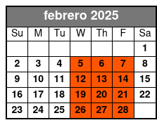 Tandem Kayak febrero Schedule