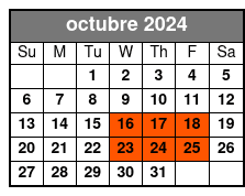 Single Kayak octubre Schedule