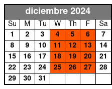 Single Kayak diciembre Schedule