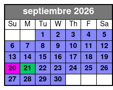 Horseback Ride septiembre Schedule