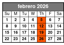 Third Thursday febrero Schedule