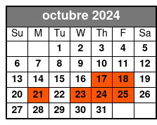 Tandem Kayak octubre Schedule