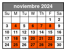 Tandem Kayak noviembre Schedule