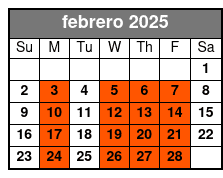 Tandem Kayak febrero Schedule